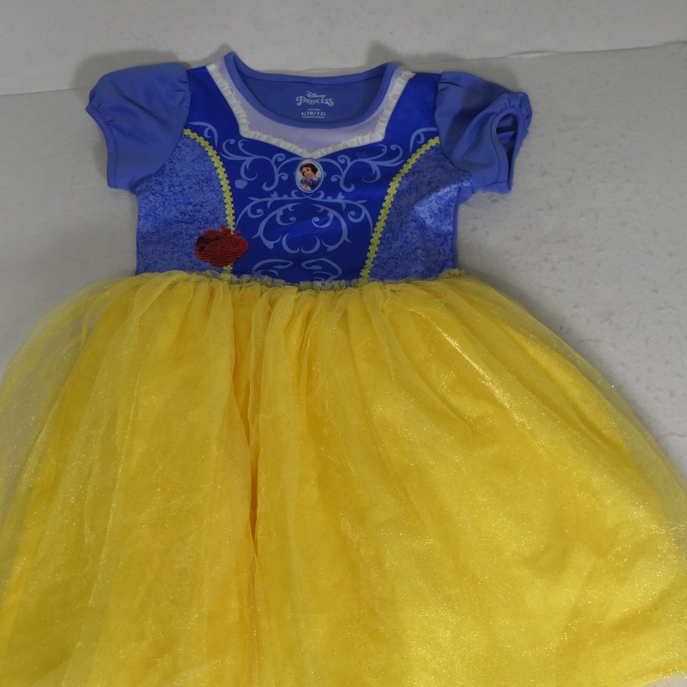 Disney Princess Kids Snow White Dress L 10/12 Blue Yellow Costume Fairytale - Picture 3 of 6